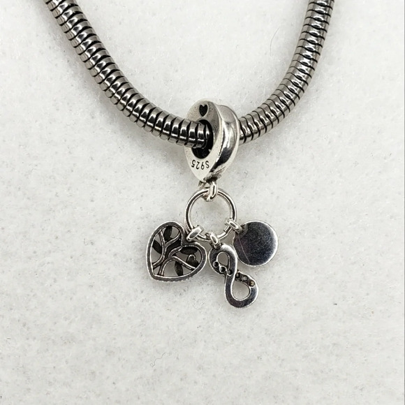 Family Tree Bracelet Charm Sterling Silver 925 Infiniti Tree of Life Dangle - Picture 3 of 4